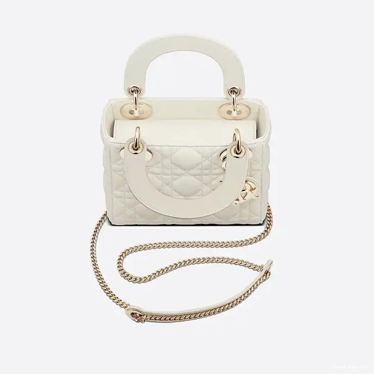 Dior Outlet Mini White Cannage Bag Lady Lambskin Dior 0507